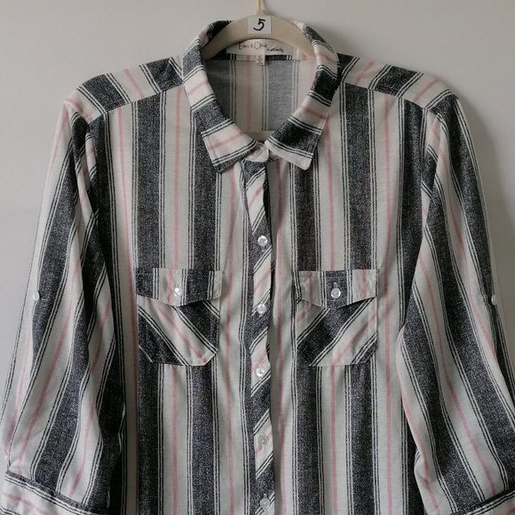 Eden & Olivia Maternity Womens Multicolor Roll Tab Sleeve Blouse Top Size XL - Picture 2 of 8